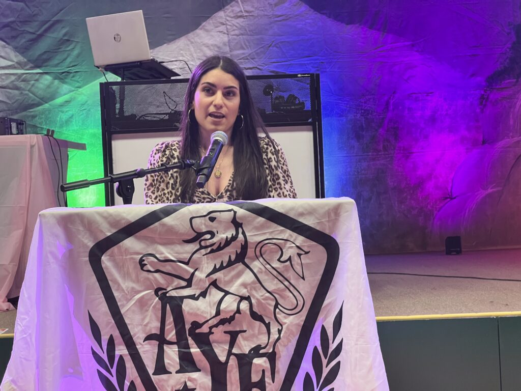 DC "Ani" member and AYF Central Executive member, Nayiri Shahnazarian, gives advice to current members.